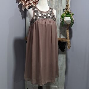 NWT Esley mocha embellished shift dress